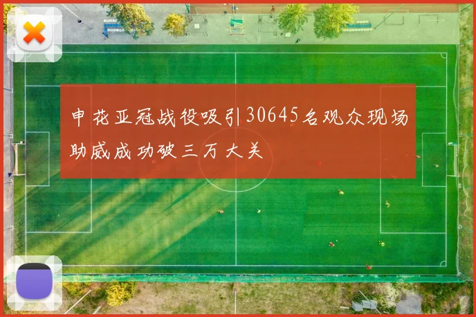 申花亚冠战役吸引30645名观众现场助威成功破三万大关